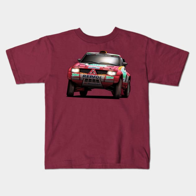 Mitsubishi Pajero Evo - Dakar Kids T-Shirt by Mario Ramos Rally Art